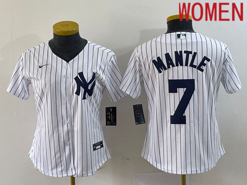 Women New York Yankees #7 Mantle White Nike Game MLB Jersey->youth mlb jersey->Youth Jersey